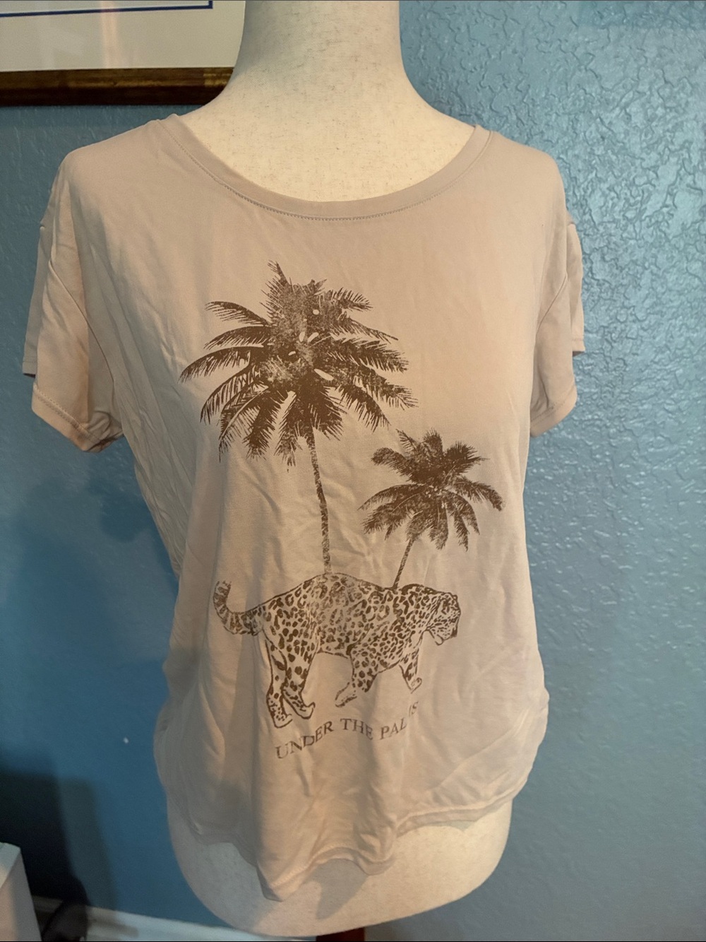 Vintage Havana Beige Palm & Leopard Short Sleeve Tee
